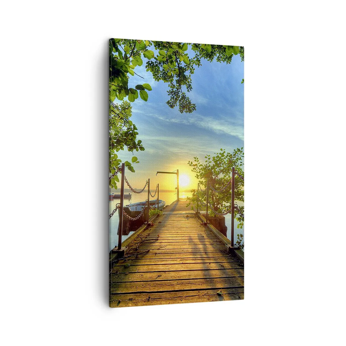 Schilderen op canvas - Zonsondergang boven het water - 45x80 cm
