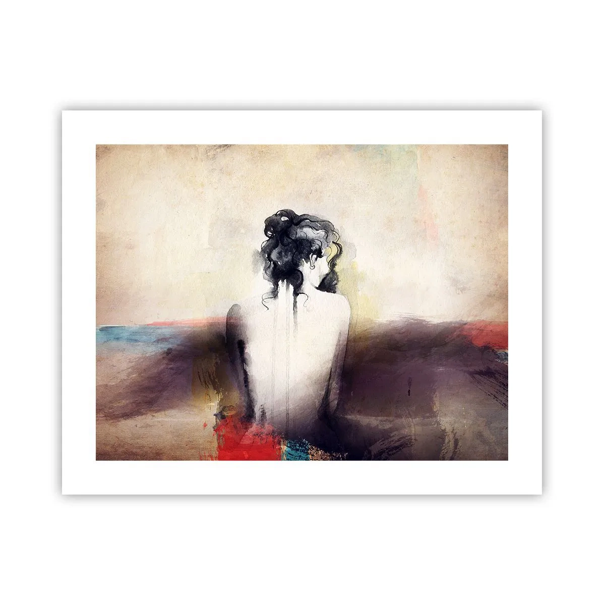 Poster - Vloeiende lijnen, ovale vormen - 50x40 cm