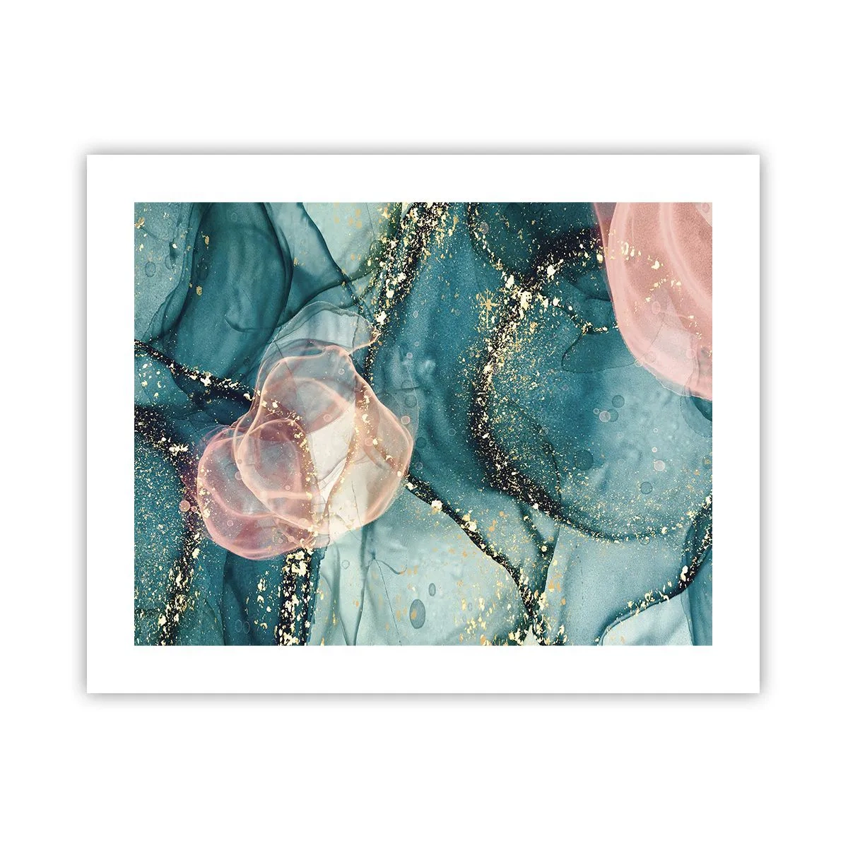 Poster - Zijdeblauw, tule roze - 50x40 cm