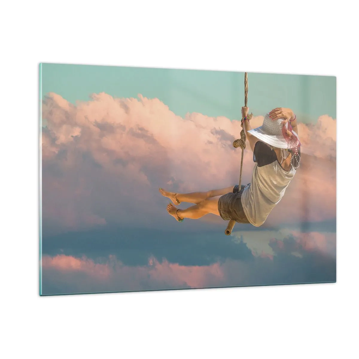 Schilderen op glas - Plezier in de wolken - 120x80 cm