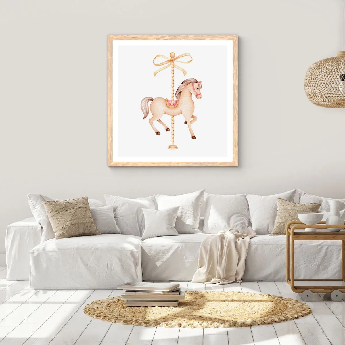 Een poster in een licht eiken lijst - Een sierlijke draf - 50x50 cm