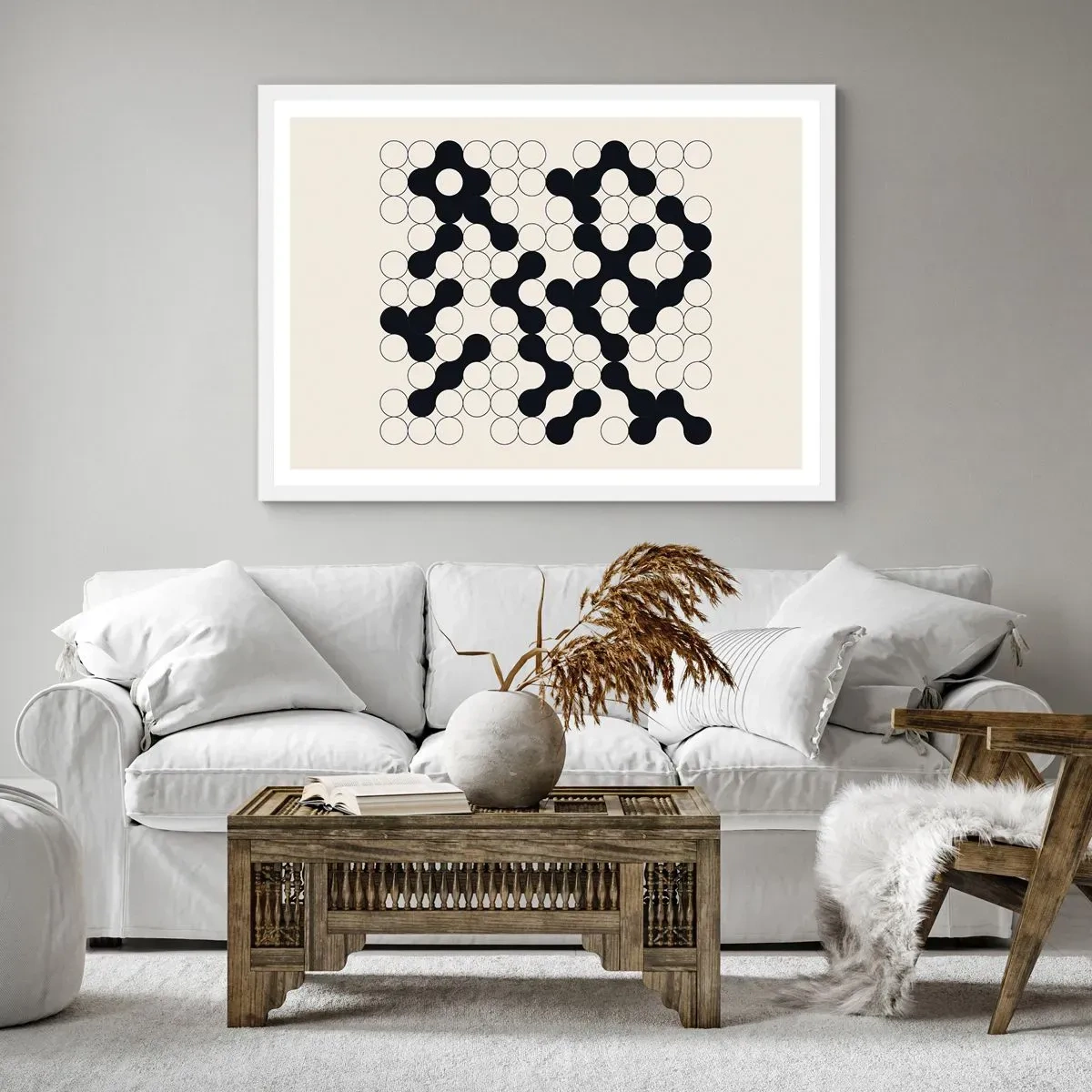 Poster in een witte lijst - Chinees spel – variatie - 100x70 cm