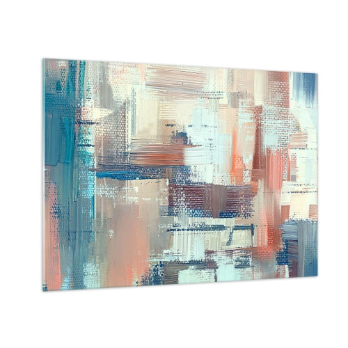 Schilderen op glas - Kleurrijke abstractie met horizontale en verticale penseelstreken - 70x50cm - Het licht bereiken - Moderne wanddecoratie voor woonkamer en slaapkamer ARTTOR