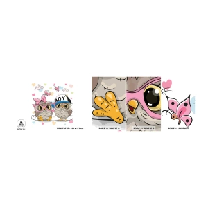 Fotobehang Monster Zelfklevend Deluxe Sticker - Laten we liefde maken! - Voor kinderen, Uil, Vlinder - 100x30 cm