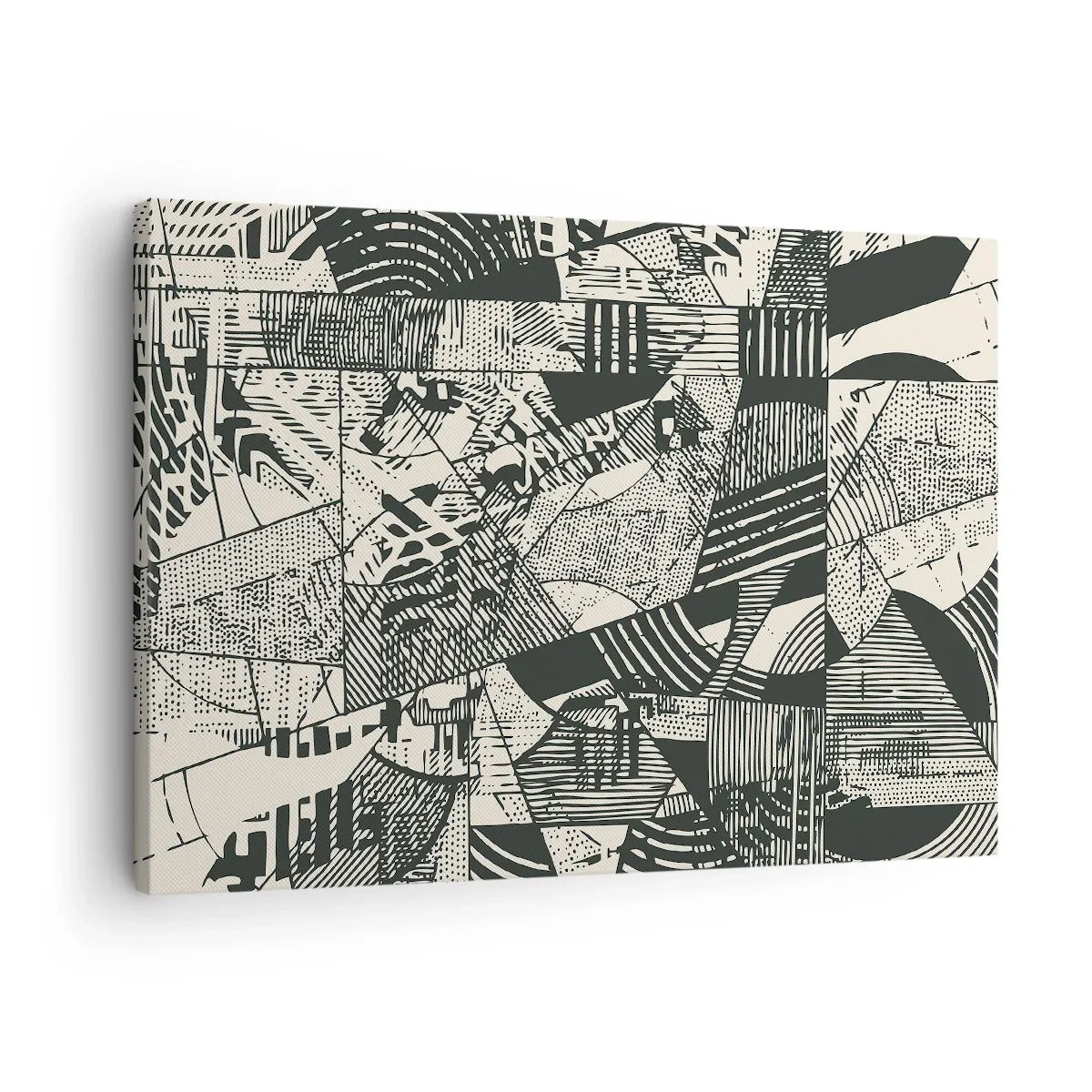 Schilderen op canvas - Geometrische abstracte patronen in tinten groen op een lichte achtergrond - 70x50cm - De dynamiek van nu - Moderne wanddecoratie voor woonkamer en slaapkamer ARTTOR