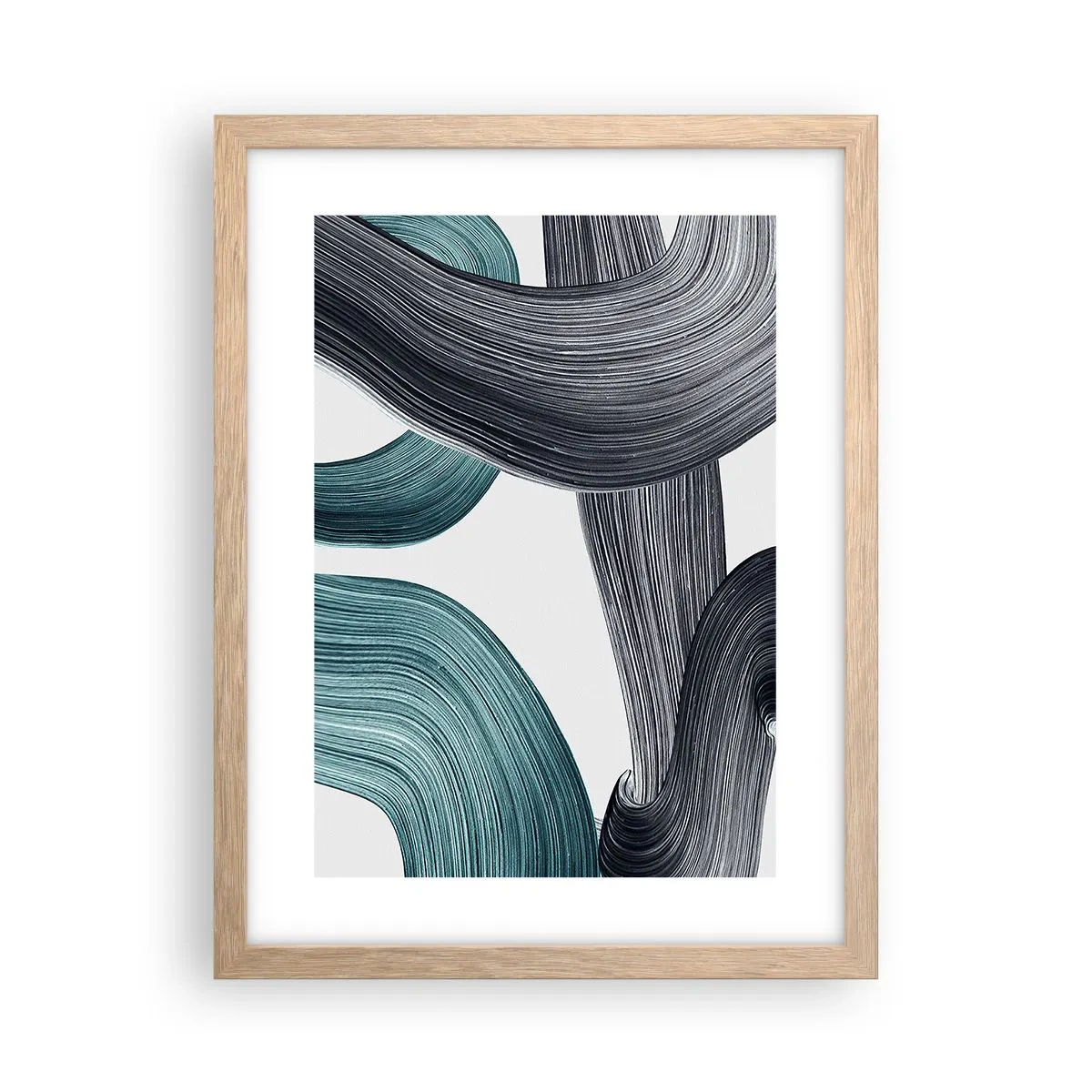 Een poster in een licht eiken lijst - Smaragdgroene en zwarte paden - 30x40 cm