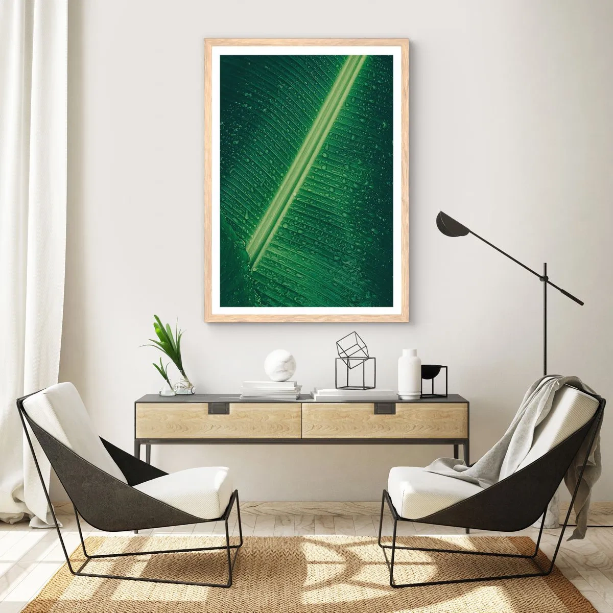 Een poster in een licht eiken lijst - De structuur van groen - 40x50 cm