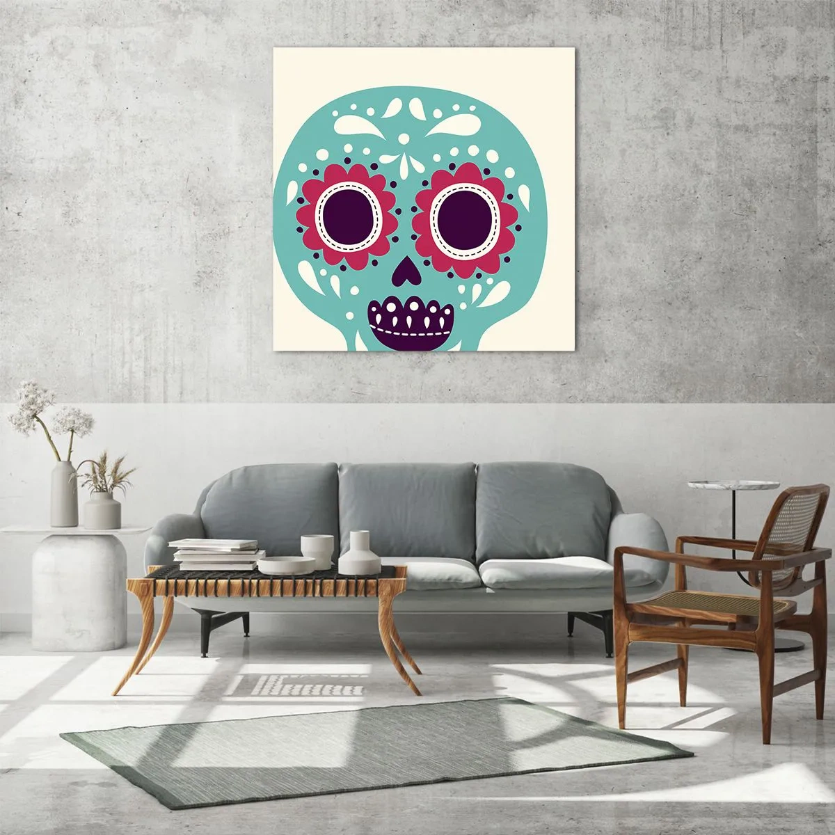 Schilderen op glas - Leven – plezier tot de dood - 40x40 cm