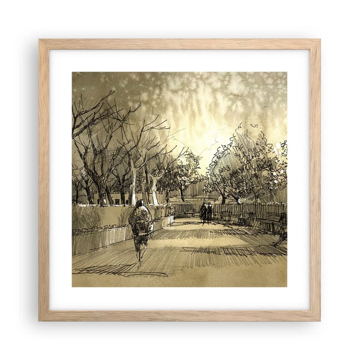 Een poster in een licht eiken lijst - Een moment gestopt met een veer - 40x40 cm