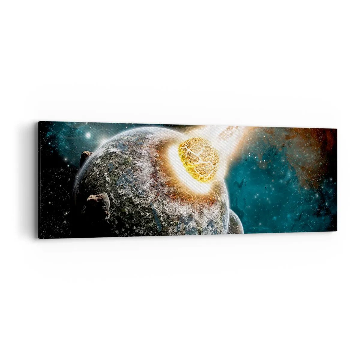 Schilderen op canvas - Vernietiging of geboorte - 90x30 cm