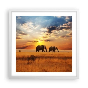 Poster in een witte lijst - Familie wandeling - 50x50 cm