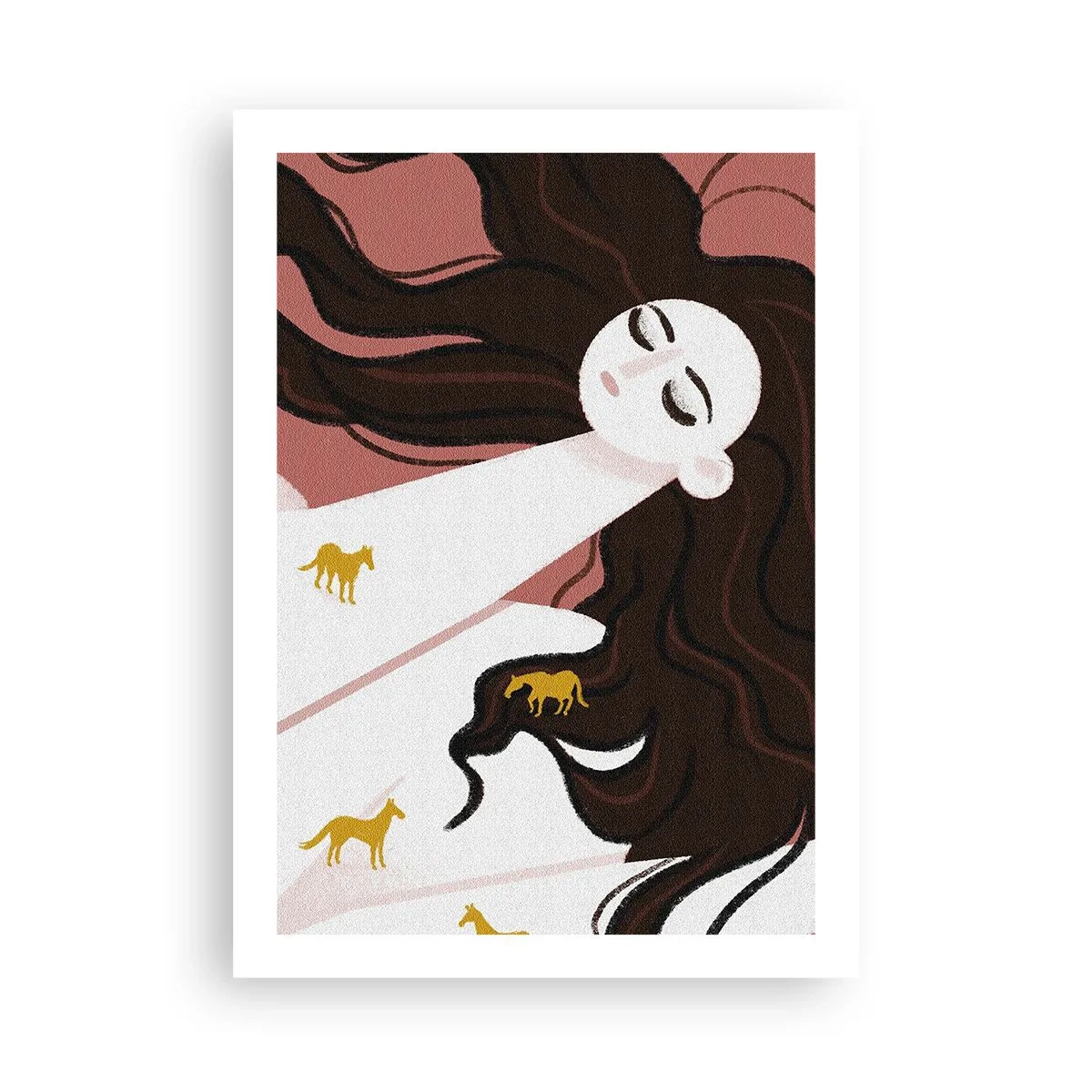 Poster - Droom over een gouden paard - 50x70 cm
