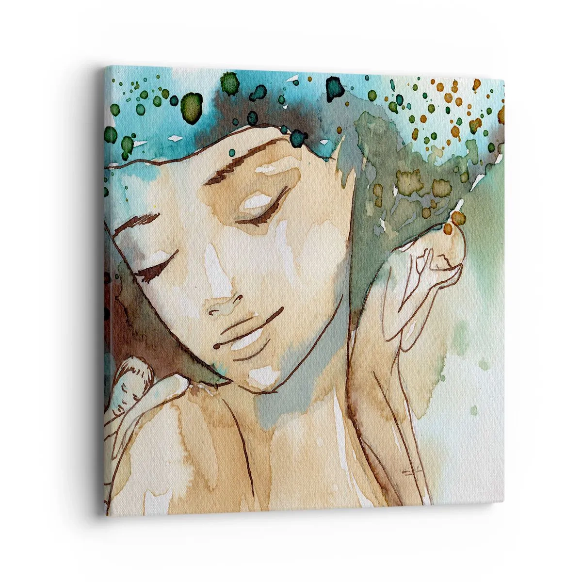 Schilderen op canvas - Dame in het blauw - 40x40 cm