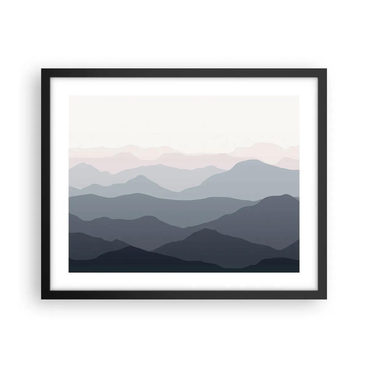 Poster in een zwarte lijst - Golven van de bergen - 50x40 cm