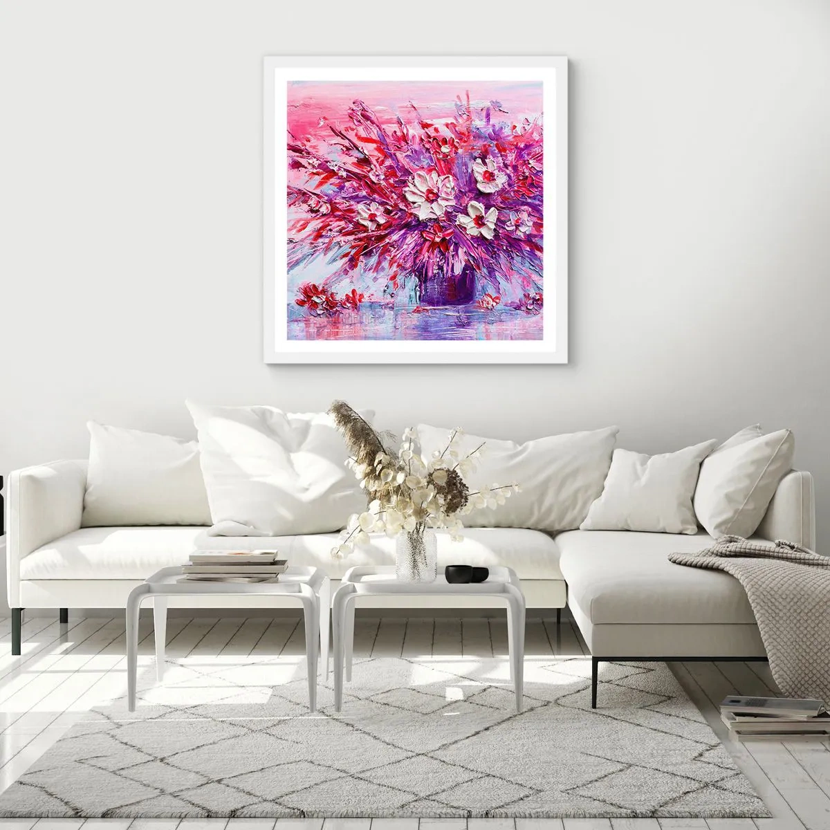 Poster in een witte lijst - Onschuld en passie - 40x40 cm