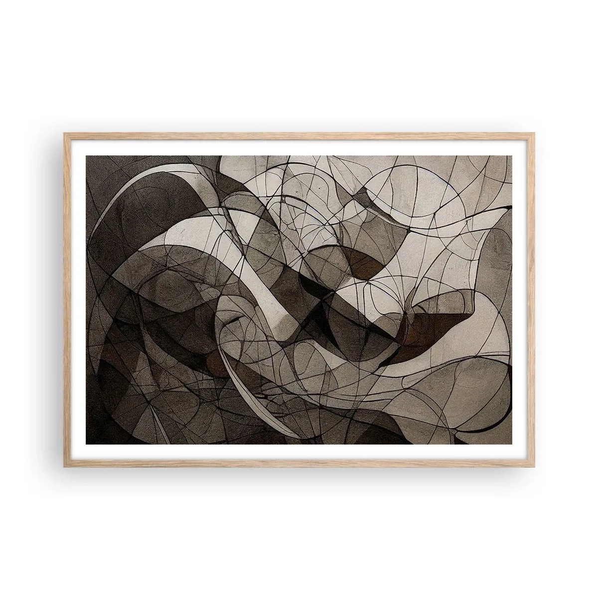 Een poster in een licht eiken lijst - Circulatie van aardekleuren - 100x70 cm