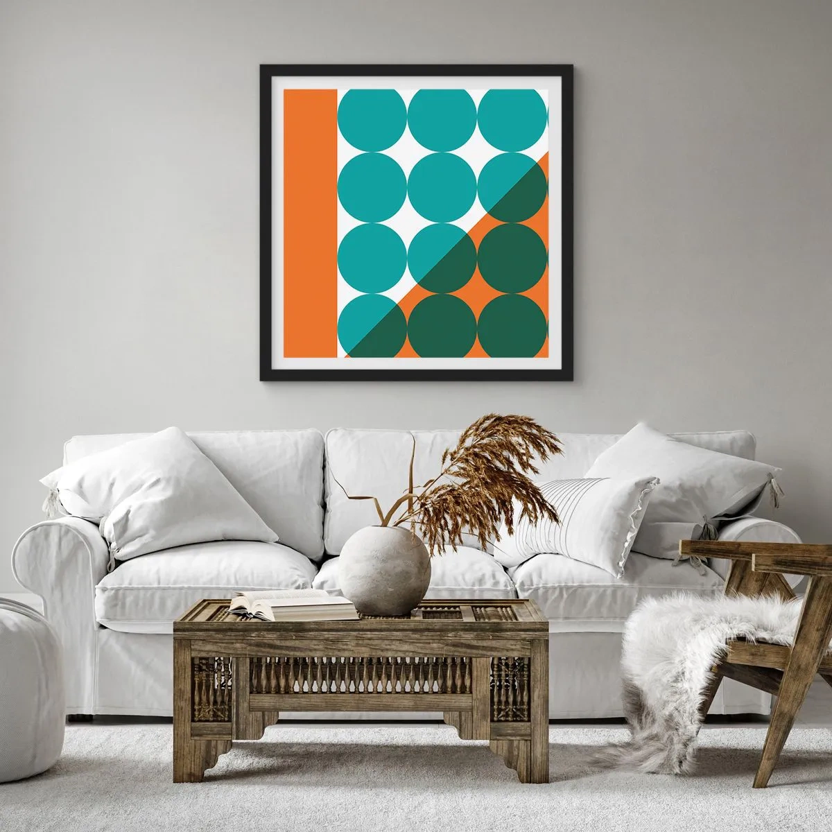 Poster in een zwarte lijst - Omhoog en diagonaal - 50x50 cm
