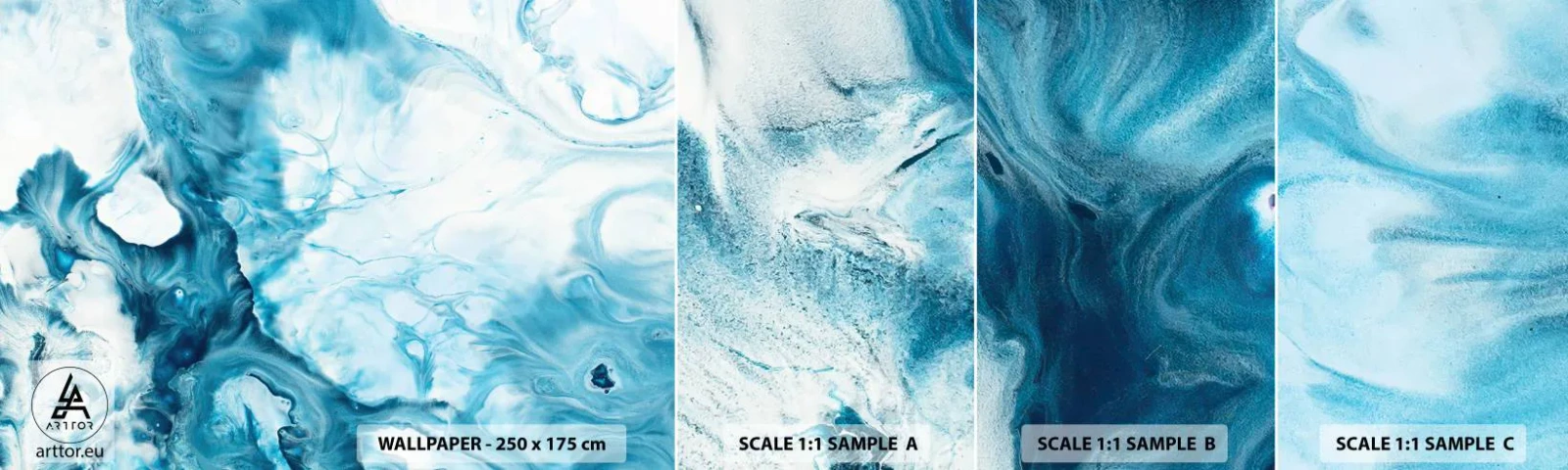 Fotobehang Monster Zelfklevend Deluxe Sticker - Blauw Concert - Abstractie, Deel, Moderne kunst - 100x30 cm