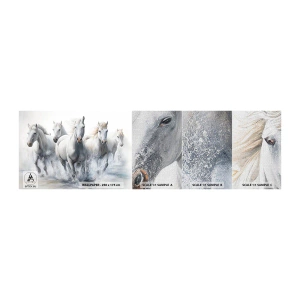 Fotobehang Monster Premium Canvas - Witte magie - Paarden, Dieren, Waterverf - 100x30 cm