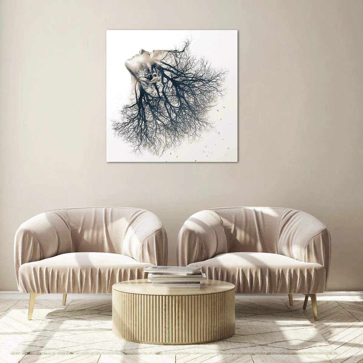 Schilderen op glas - Luisteren naar het gefluister van bomen - 70x70 cm