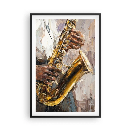 Poster in een zwarte lijst - Tijd om te solo te spelen - 61x91 cm