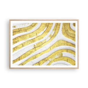 Een poster in een licht eiken lijst - Compositie in wit en goud - 100x70 cm