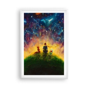 Poster in een witte lijst - Liefde en vriendschap - de hele wereld - 61x91 cm