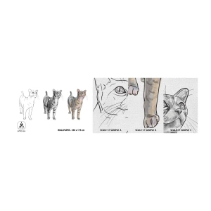 Fotobehang Monster Premium Canvas - Les tekenen - Dieren, Kat, Voor kinderen - 100x30 cm