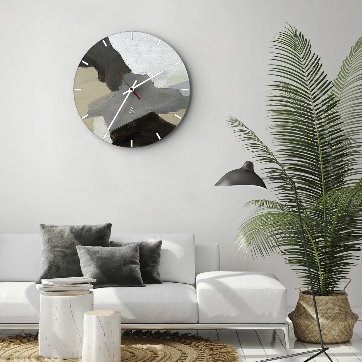 Wandklok - Klok - Abstractie: het kruispunt van grijs - 40x40 cm