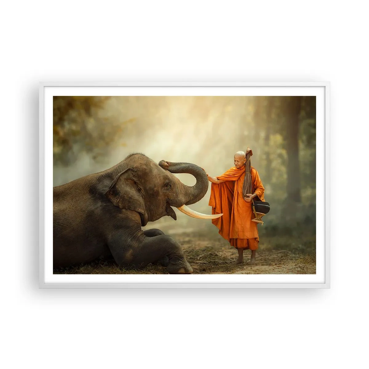 Poster in een witte lijst - Ontmoeting tijdens een reis - 100x70 cm