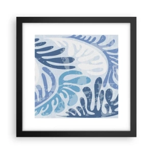 Poster in een zwarte lijst - Blauwe varens - 30x30 cm