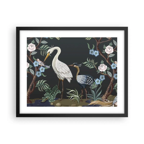 Poster in een zwarte lijst - Vogelparade - 50x40 cm