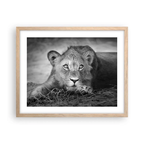 Een poster in een licht eiken lijst - Koninklijke puppy - 50x40 cm