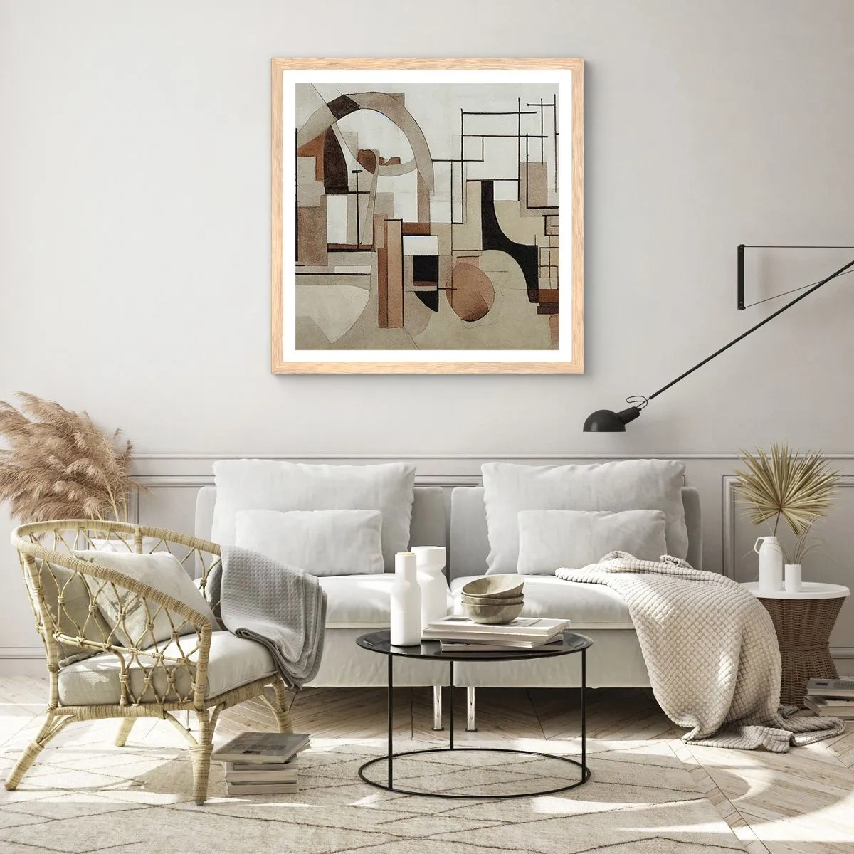 Een poster in een licht eiken lijst - Stadslandschap 2.0 - 50x50 cm