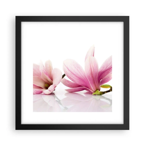 Poster in een zwarte lijst - Delicaat als een lentebriesje - 30x30 cm