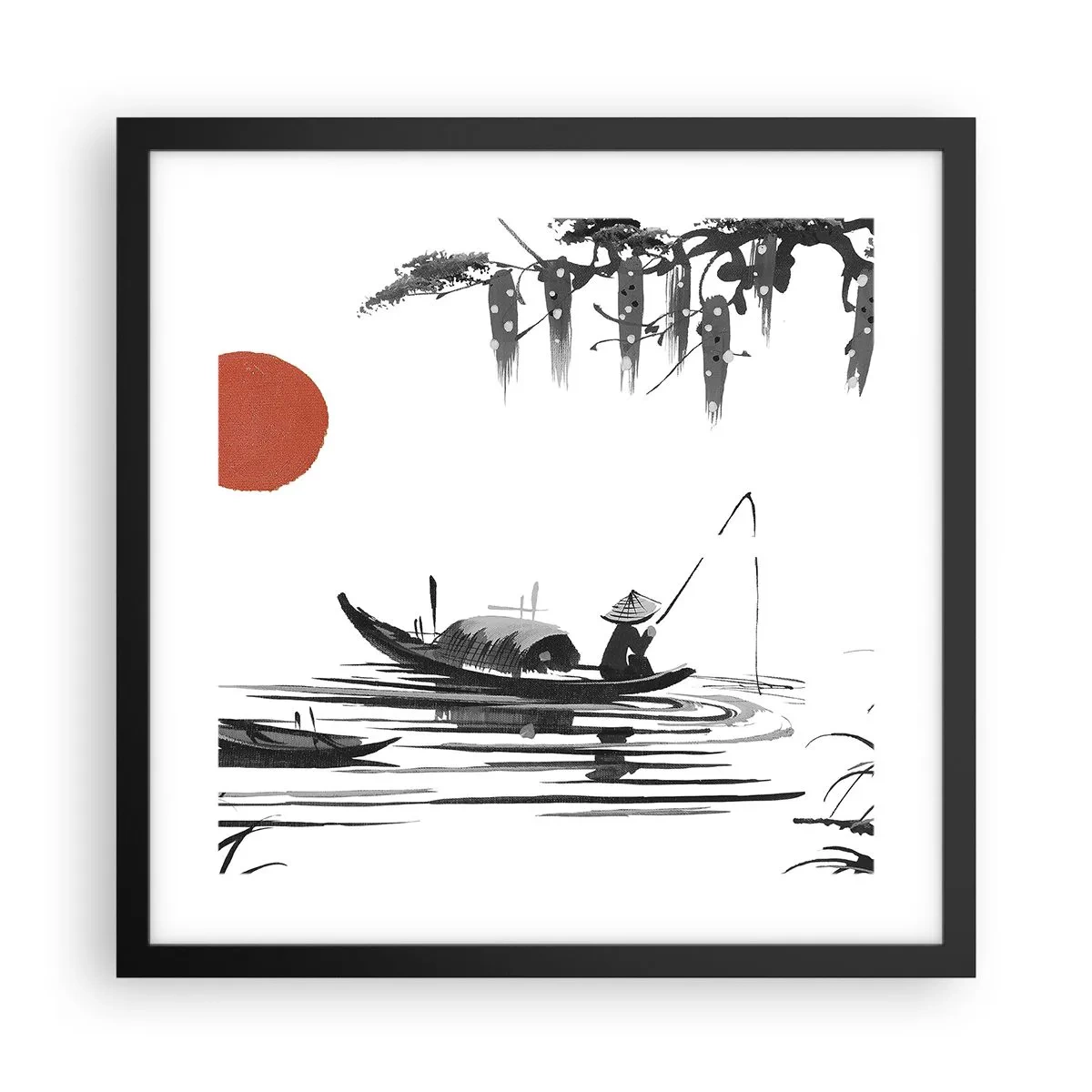 Poster in een zwarte lijst - Aziatische middag - 40x40 cm