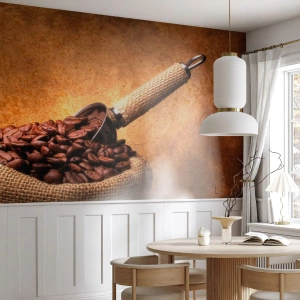 Fotobehang Premium Sand - Aan de bron van de smaak - Gastronomie, Koffie, Aroma - 150x105 cm