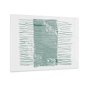Schilderen op glas - Horizontale zeelijnen met een verweerd effect creëren een abstracte structuur - 70x50cm - Mariene abstractie - Moderne wanddecoratie voor woonkamer en slaapkamer ARTTOR