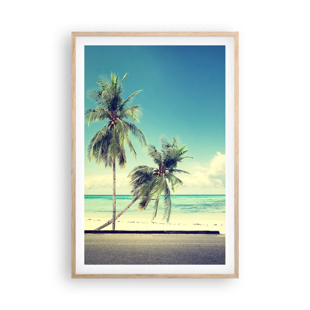 Een poster in een licht eiken lijst - Tijd om aan je vakantie te beginnen. - 61x91 cm