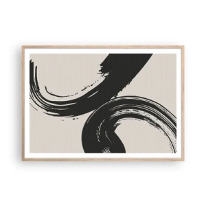 Een poster in een licht eiken lijst - Vegend en cirkevormig - 100x70 cm