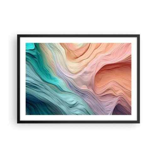 Poster in een zwarte lijst - Regenboog golf - 70x50 cm