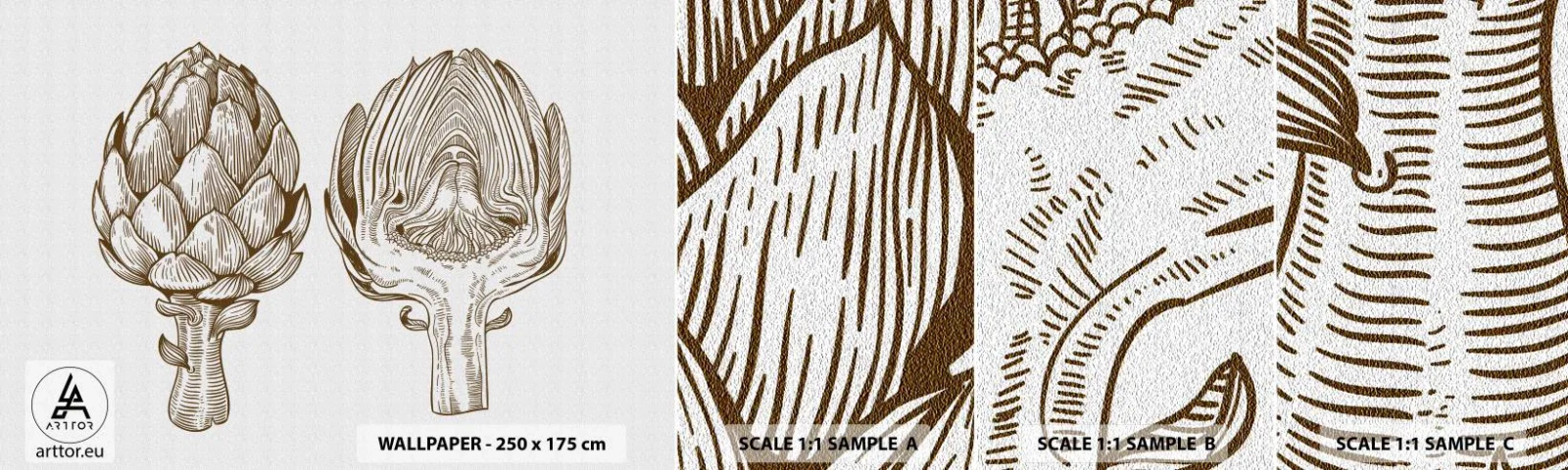 Fotobehang Monster Zelfklevend Deluxe Sticker - Anatomieles - Artisjok, Keuken, Groenten - 100x30 cm