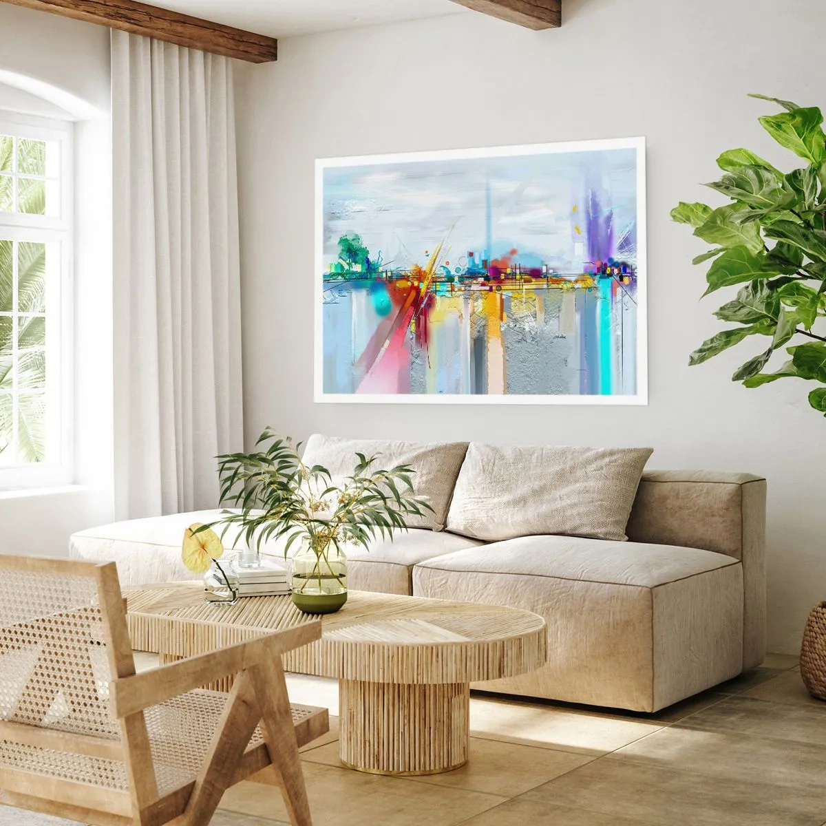 Poster - Brug van vreugde bij de rivier van het leven - 40x30 cm