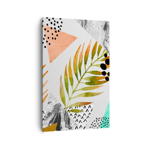 Schilderen op canvas - Decoratie met palmblad - 80x120 cm