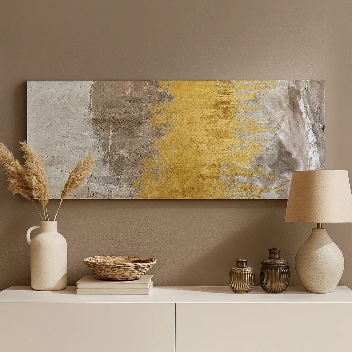 Schilderen op canvas - Een gouden explosie - 30x30 cm