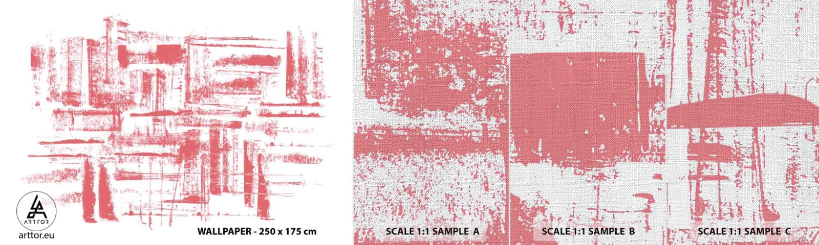 Fotobehang Monster Premium Canvas - De rode stad - Abstractie, Grafisch, Schilderen - 100x30 cm