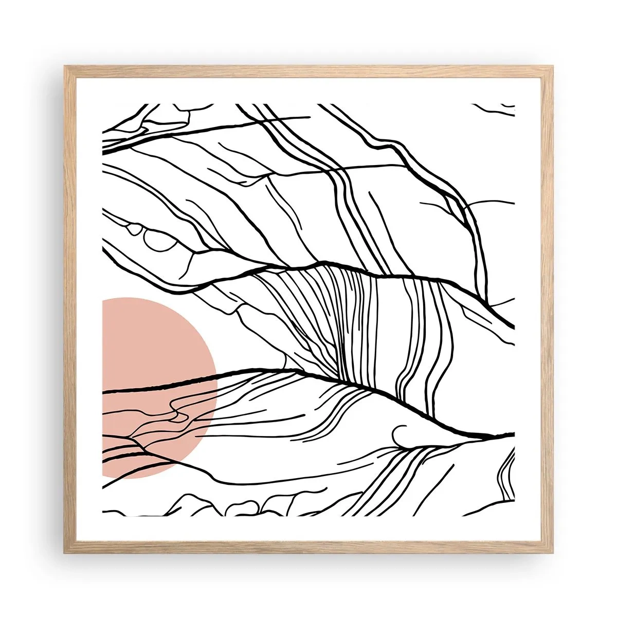 Een poster in een licht eiken lijst - In een web van twijgen - 60x60 cm