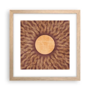 Een poster in een licht eiken lijst - Zon icoon - 30x30 cm