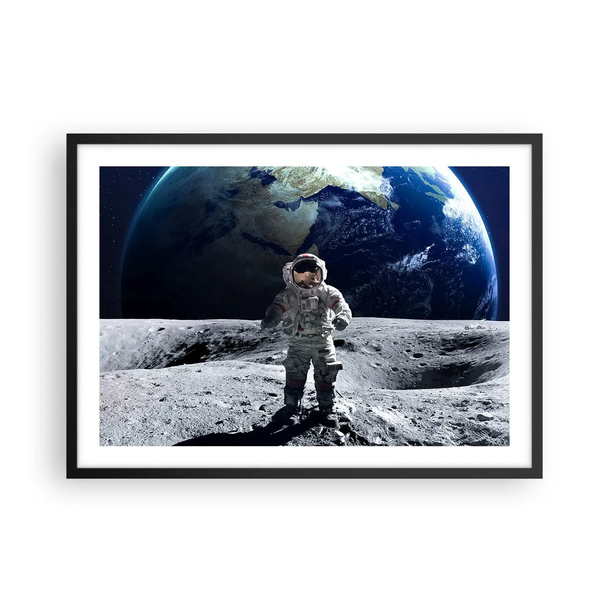 Poster in een zwarte lijst - Groetjes van de maan - 70x50 cm