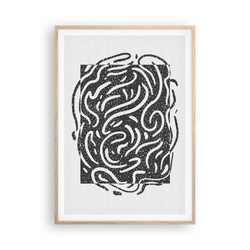 Een poster in een licht eiken lijst - Abstractie: vreugdedans - 70x100 cm